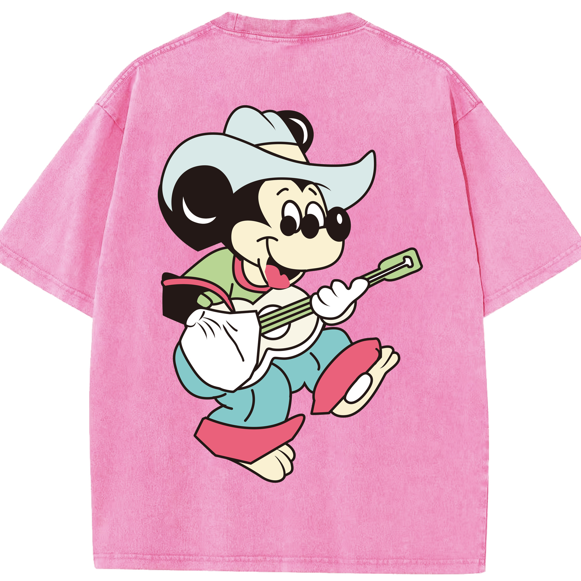 （画像用） ミッキーマウス Mickey Mouse 綿100% ヴィンテージ風 半袖Tシャツ（背面プリント）